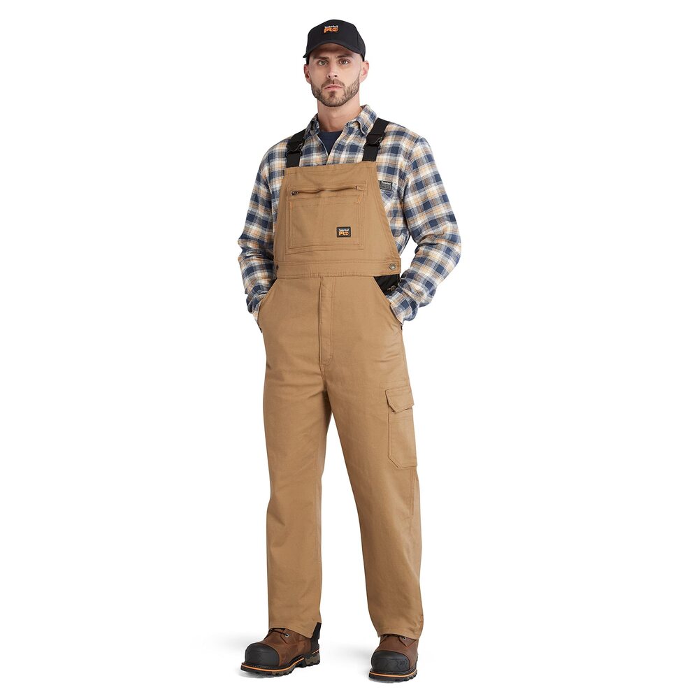 Timberland PRO Men's Ironhide Flex Bib Overalls, Dark Wheat, Medium Regular
